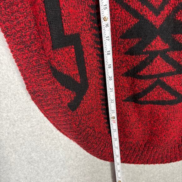 Express Sweater Women XS Red Black Wool Mohair Aztec Southwestern Tribal Slouchy - Picture 7 of 10